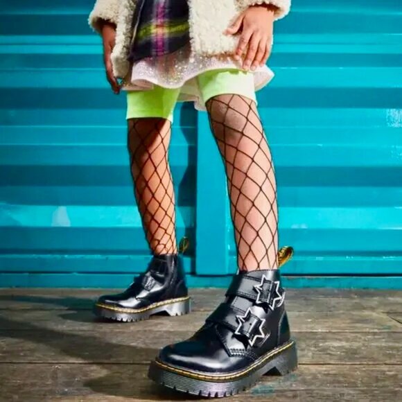 Dr. Martens Kids 1460 Star Strap Boots Black Patent Leather – Size US 3 - Picture 1 of 10